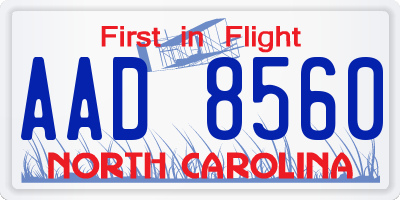 NC license plate AAD8560
