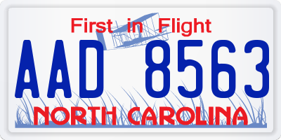 NC license plate AAD8563