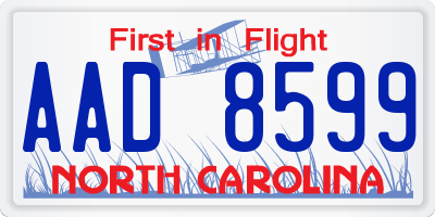 NC license plate AAD8599