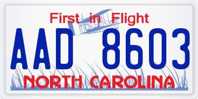 NC license plate AAD8603