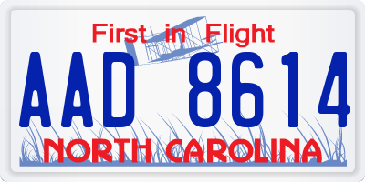 NC license plate AAD8614