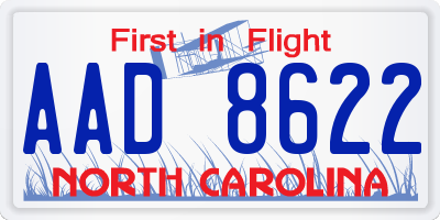 NC license plate AAD8622
