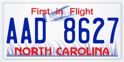 NC license plate AAD8627