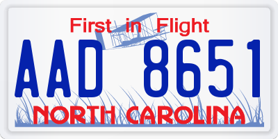 NC license plate AAD8651