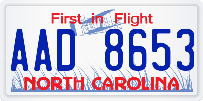NC license plate AAD8653