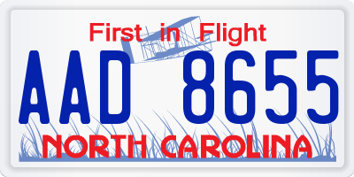 NC license plate AAD8655