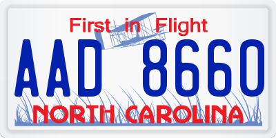 NC license plate AAD8660