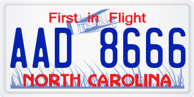 NC license plate AAD8666