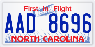 NC license plate AAD8696