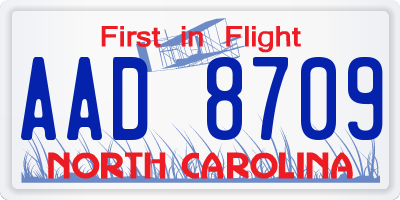 NC license plate AAD8709