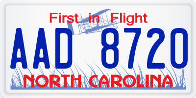 NC license plate AAD8720