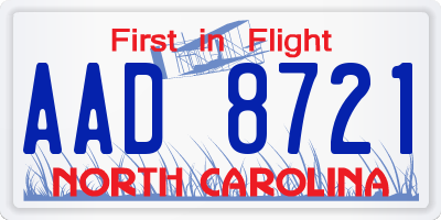 NC license plate AAD8721