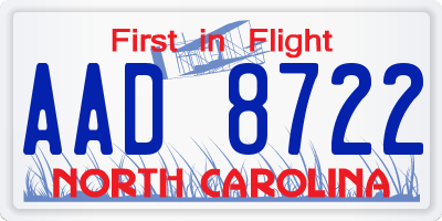 NC license plate AAD8722
