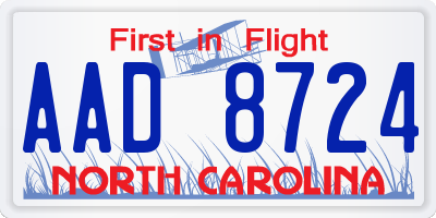 NC license plate AAD8724
