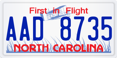 NC license plate AAD8735