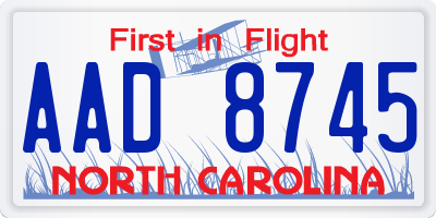 NC license plate AAD8745