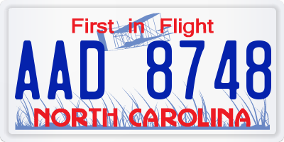 NC license plate AAD8748