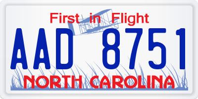 NC license plate AAD8751