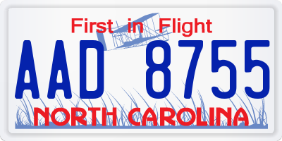 NC license plate AAD8755