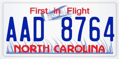 NC license plate AAD8764