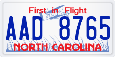 NC license plate AAD8765