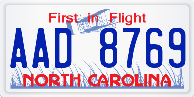 NC license plate AAD8769