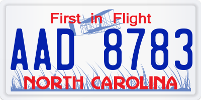 NC license plate AAD8783