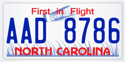 NC license plate AAD8786