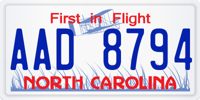 NC license plate AAD8794