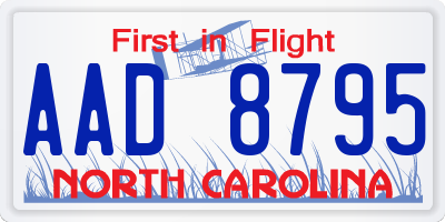 NC license plate AAD8795