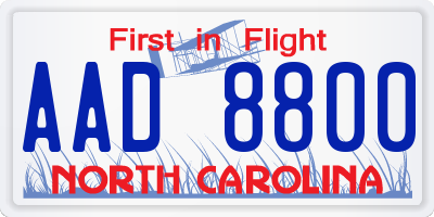 NC license plate AAD8800