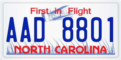 NC license plate AAD8801