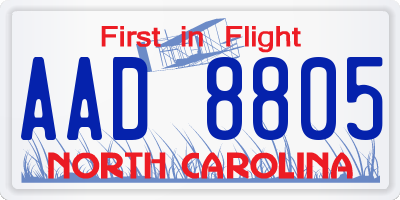 NC license plate AAD8805