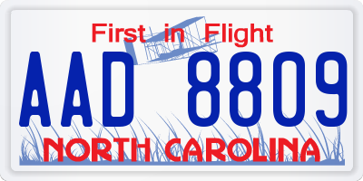 NC license plate AAD8809