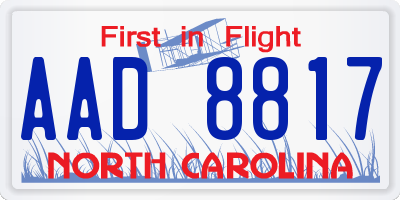 NC license plate AAD8817