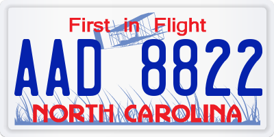NC license plate AAD8822