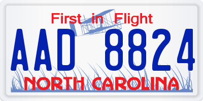 NC license plate AAD8824