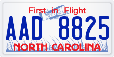 NC license plate AAD8825