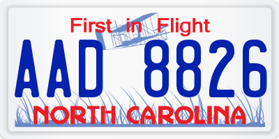 NC license plate AAD8826