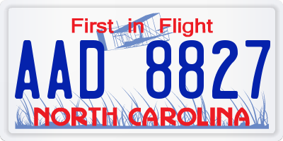 NC license plate AAD8827
