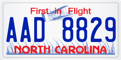 NC license plate AAD8829