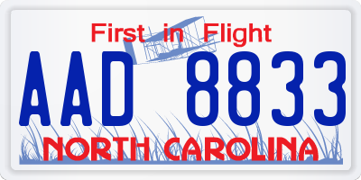 NC license plate AAD8833