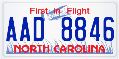 NC license plate AAD8846