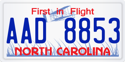 NC license plate AAD8853