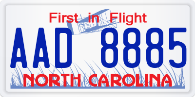 NC license plate AAD8885