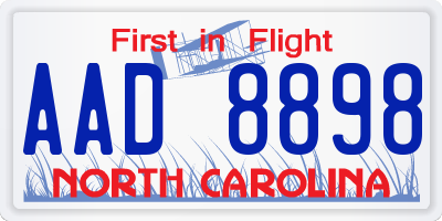 NC license plate AAD8898