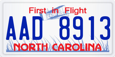 NC license plate AAD8913