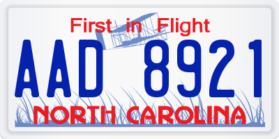 NC license plate AAD8921