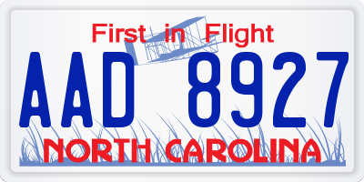 NC license plate AAD8927