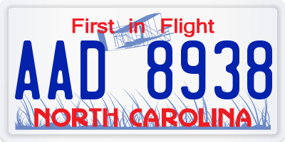 NC license plate AAD8938